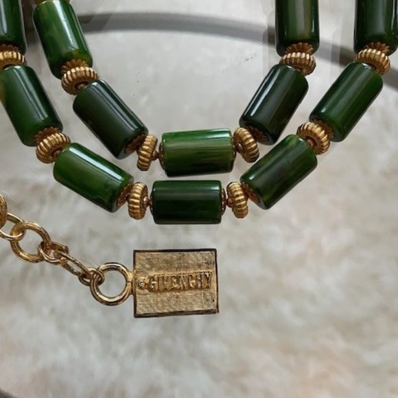 Givenchy Faux Jade Tubular Vintage Belt or Necklace 32" - Picture 3 of 6